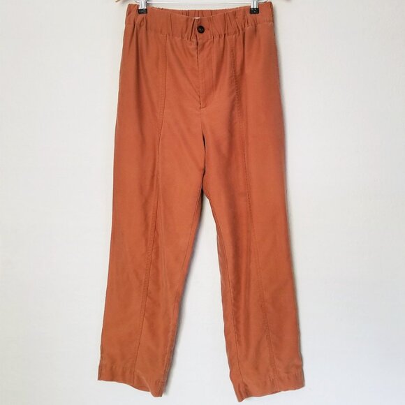 Madewell Tapered Huston Pull-On Crop Pants M Burnt Clay Lyocell Blend Comfy $85 - Picture 5 of 15